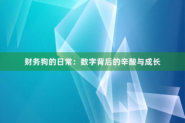 财务狗的日常：数字背后的辛酸与成长